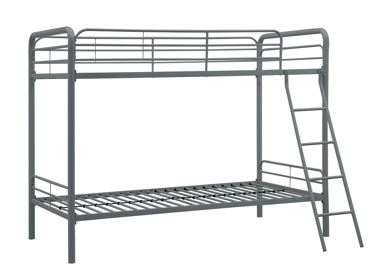 Twin over Twin Metal Bunk Bed with Ladder X8345