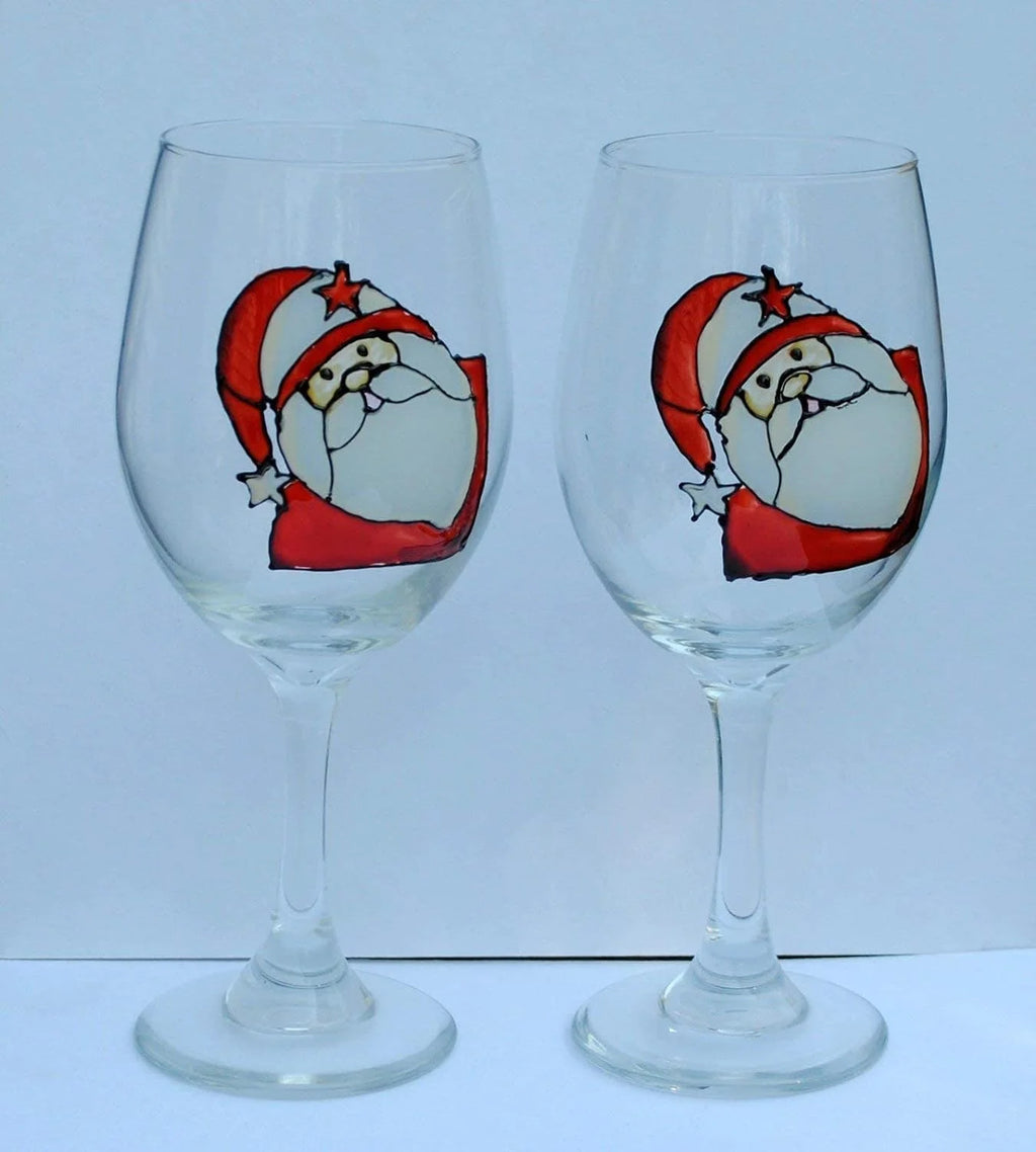 Hand Painted Stemmed Wine Glasses Set Of 2 R76508