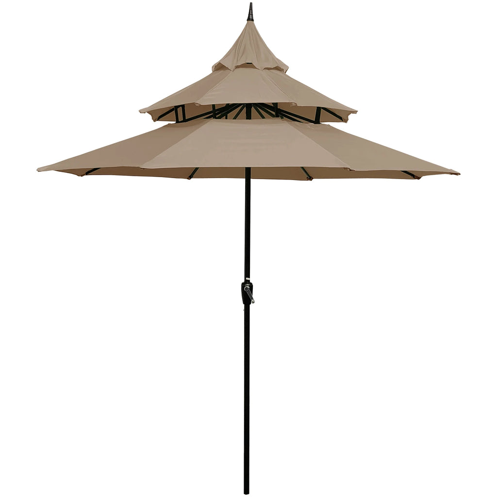 9ft Tan Patio Umbrella with Crank V3116