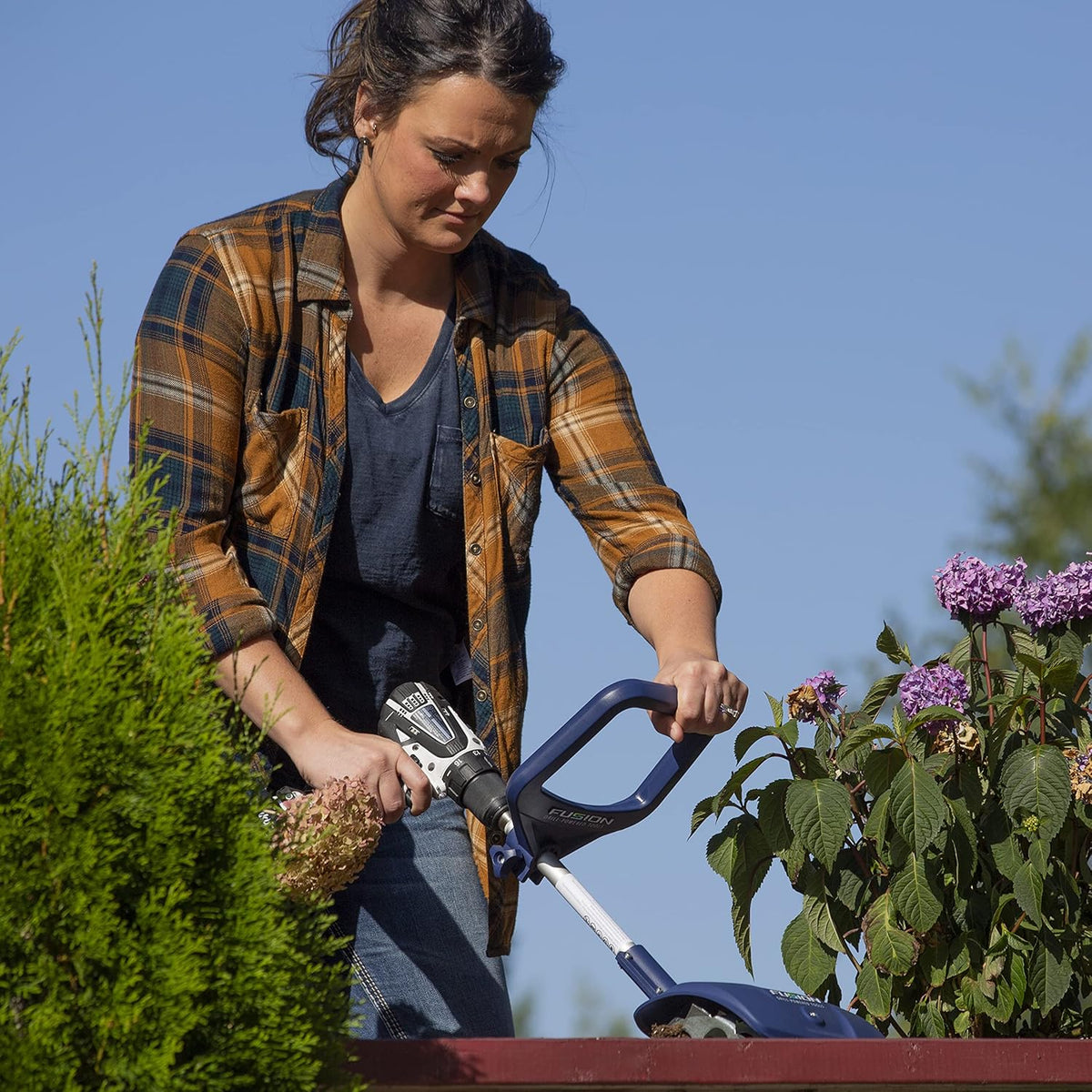 Drill-Powered Cultivator, Adjustable Tilling Width Up To 8”, Tilling Depth Up To 5.5”, Compatible With Most Cordless Drills K570