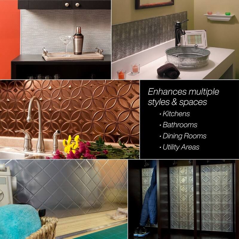 18in x 24in Quilted Brushed Aluminum Backsplash Panel (5 Pack) C559843