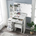 White Vanity Desk with Slidable Mirror and Drawers L173