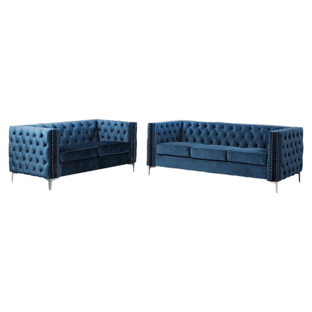 Navy 2 Piece Fabric Sofa and Loveseat Set M26703