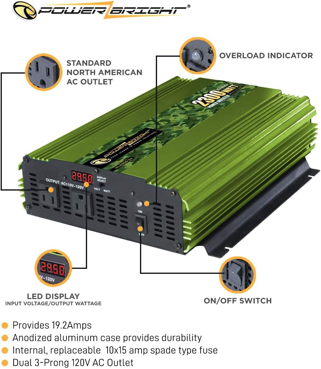 2300 Watt 24V Power Inverter with Dual 110V AC Outlets P60923