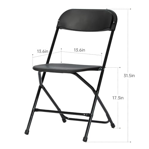 Black 10 Pack Plastic Folding Chair 350 LB Weight Capacity N536388