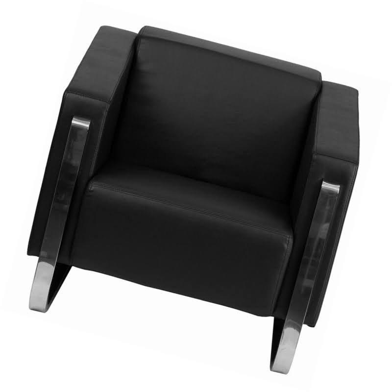 Black Leather Chair with Stainless Steel Frame Q1650