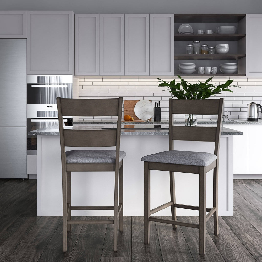 Washed Gray Counter Height Dining Chair Set of 2 Y30494