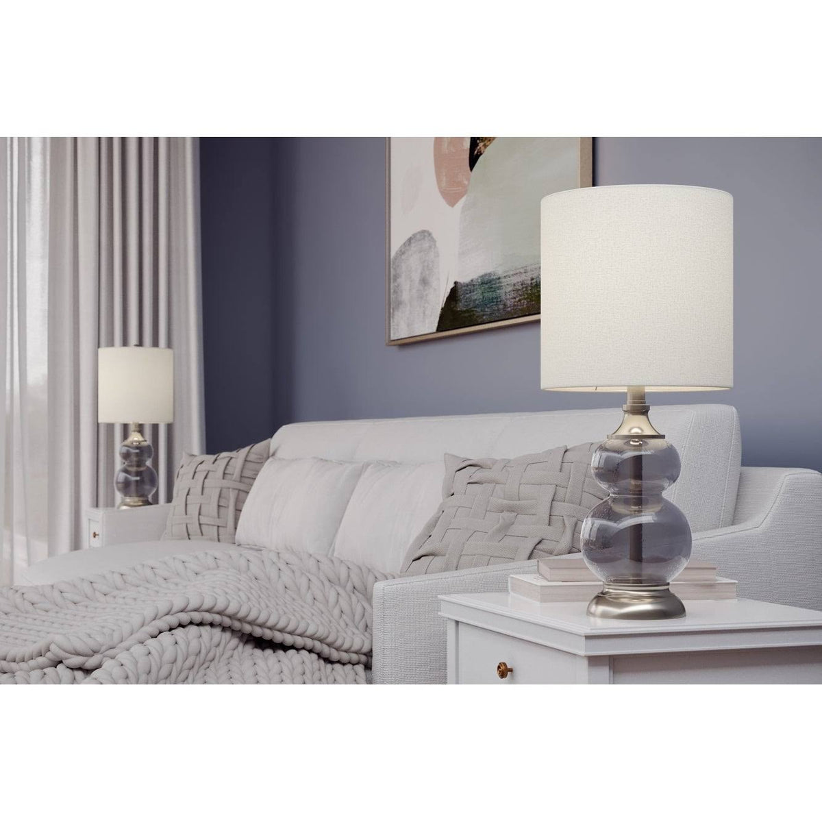 Clear Seeded Glass Accent Lamp Set of 2 G74613