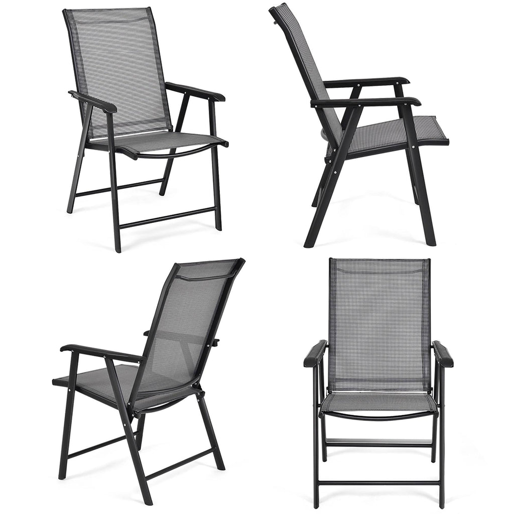 Grey Set of 4 Patio Folding Chairs U1472