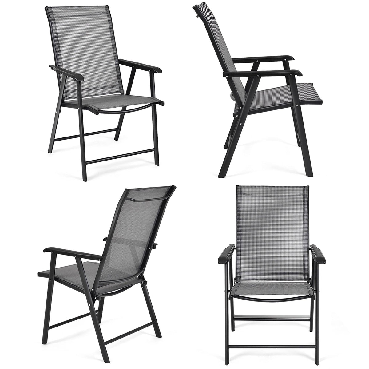 Grey Set of 4 Patio Folding Chairs U1472