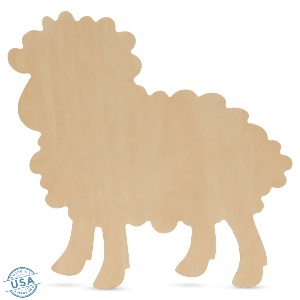 Large Unfinished Wood Lamb Cutouts 16 inch x 15 inch Pack of 25 R27891