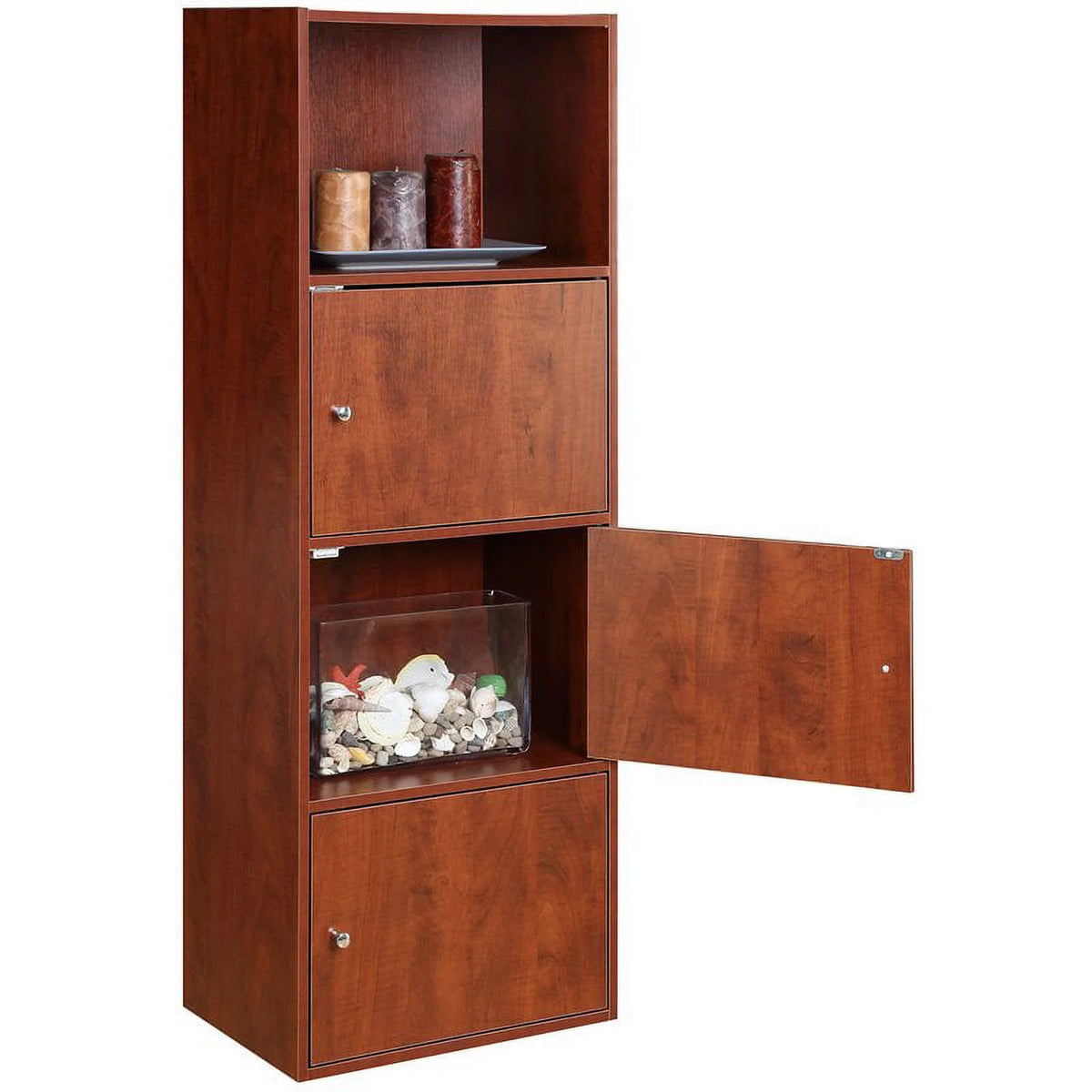 Three-Door Bookcase in Cherry Wood Finish Q583