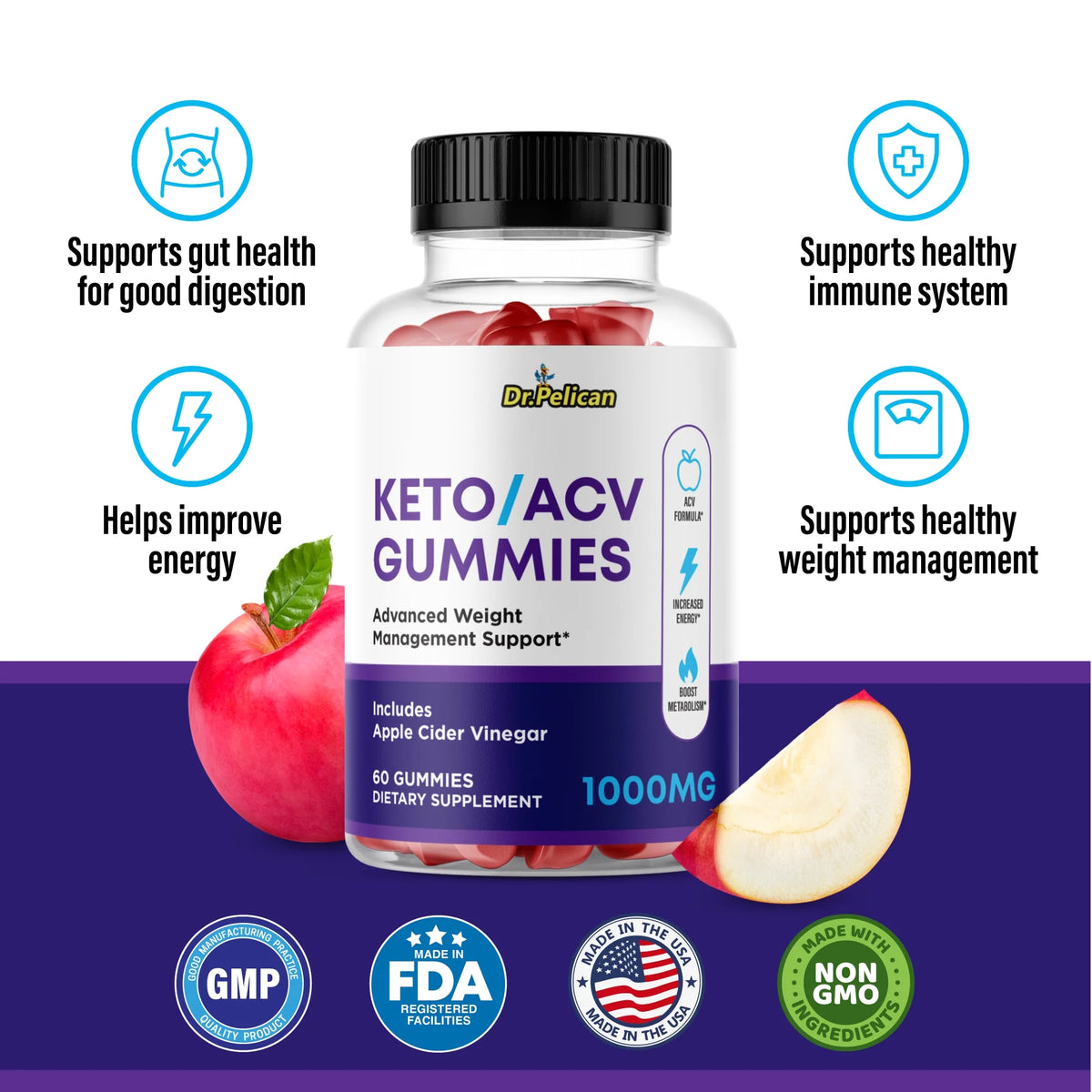 Keto ACV Gummies 1000MG 60 Gummies Q952987