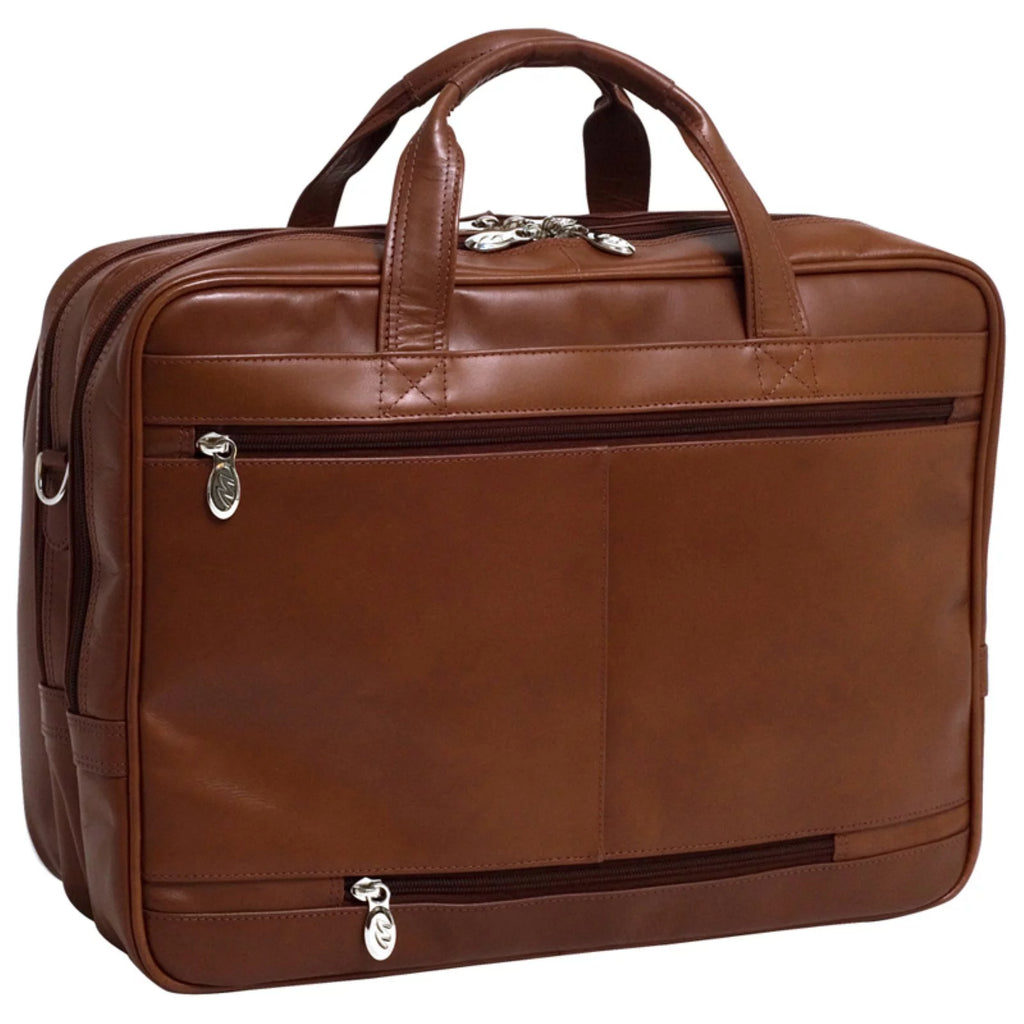 Brown Top Grain Cowhide Leather Laptop Briefcase X67012