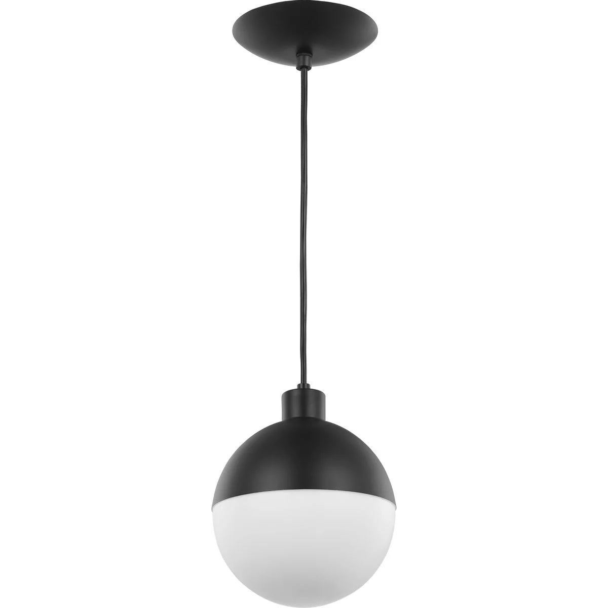 One-Light Matte Black Opal Glass Pendant Light D292573