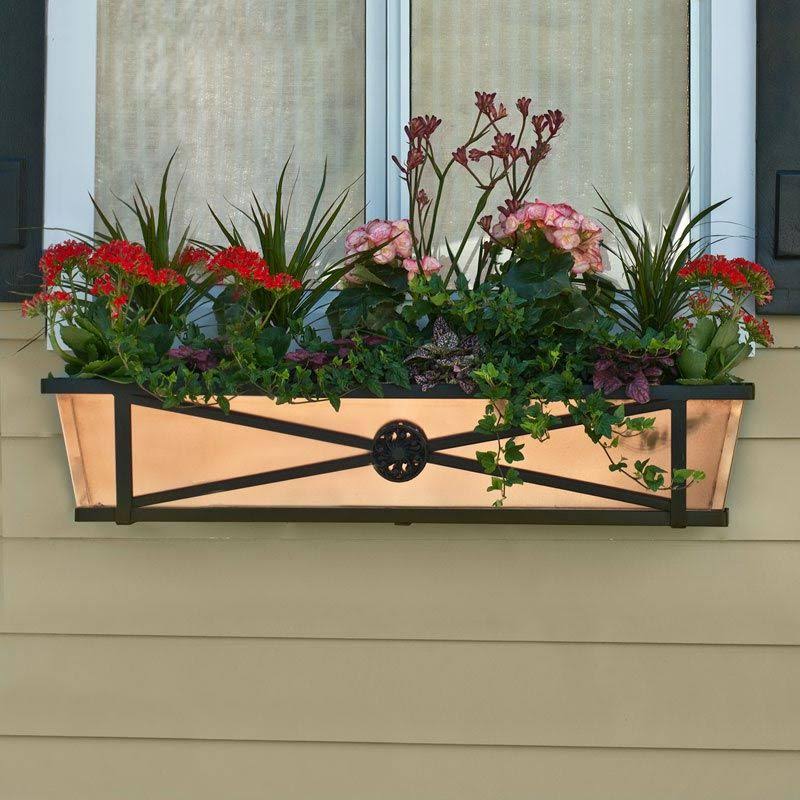 60x22 Medallion Decora Window Boxes with Copper Liner A906