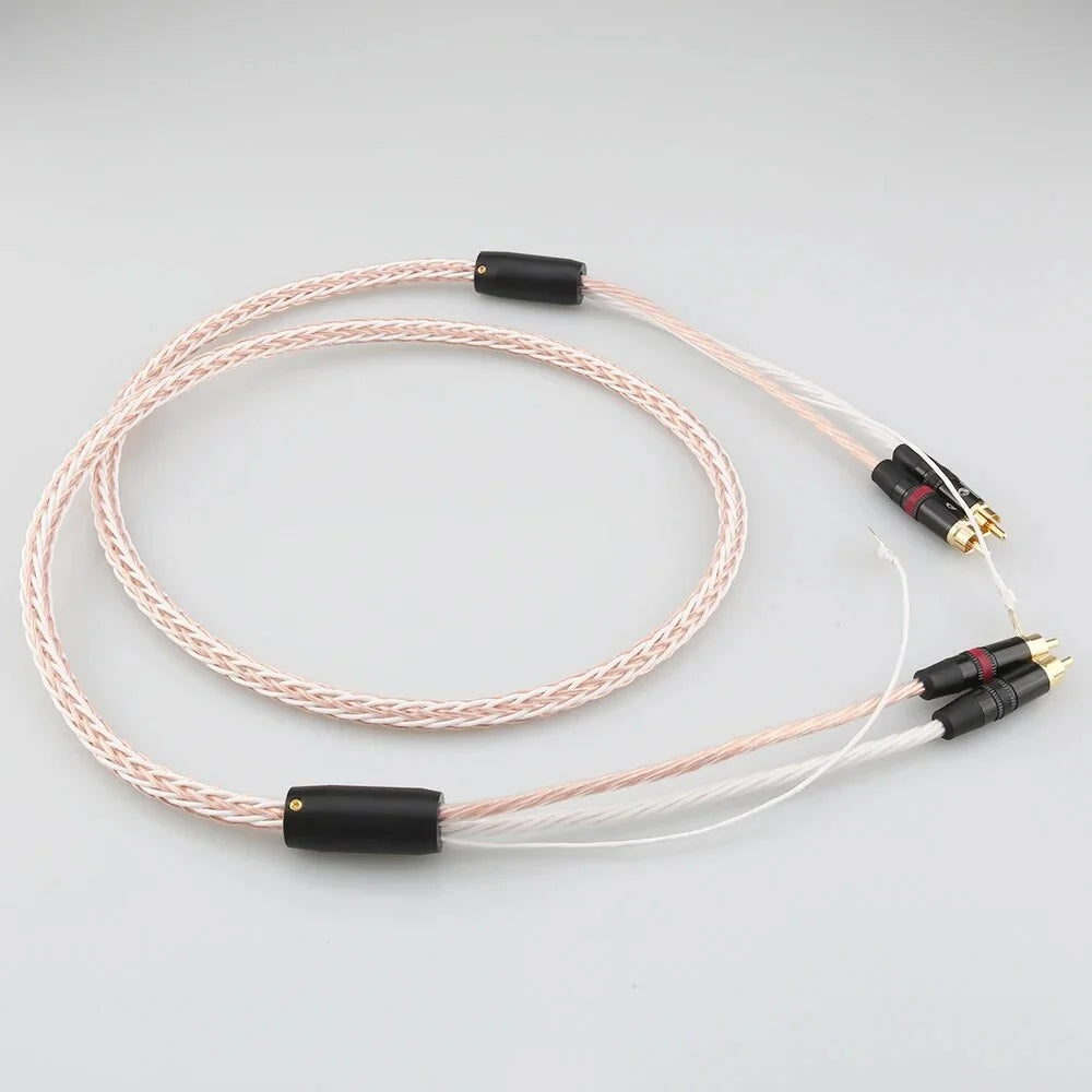 2RCA to 2RCA Grounding Y Plug Audio Phono Tonearm Cable 1m N859