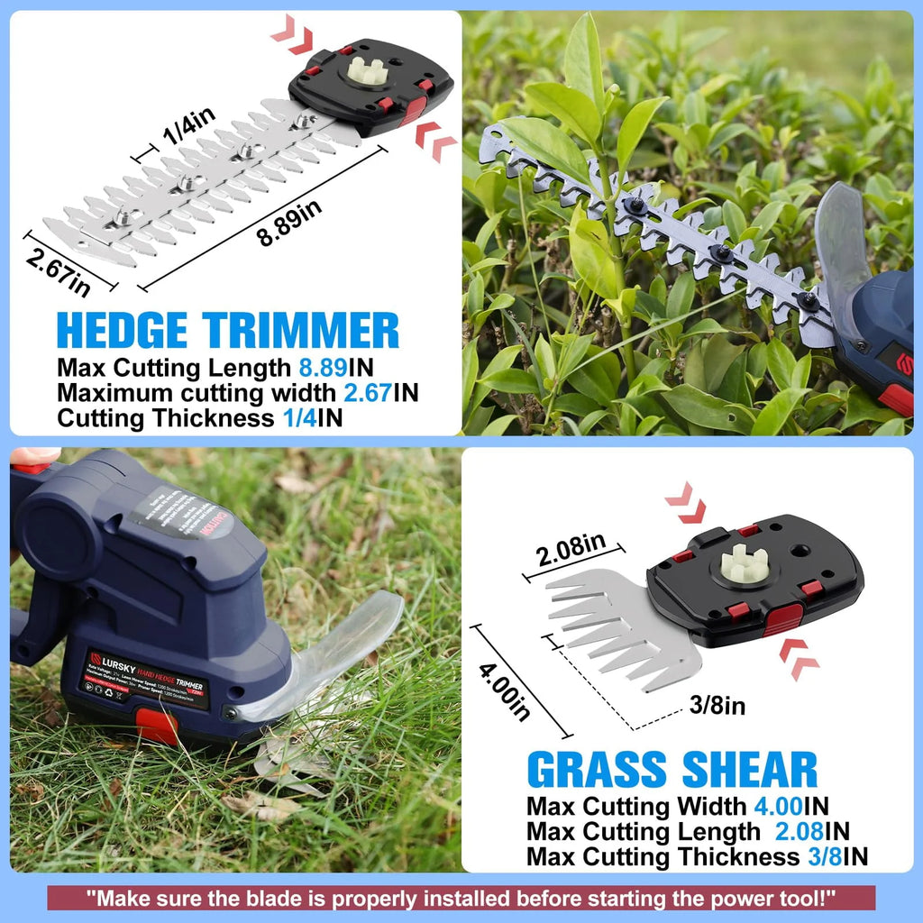 Cordless Hedge Trimmer 2-in-1 Grass Shears and Shrub Trimmer 21V Blue W826154