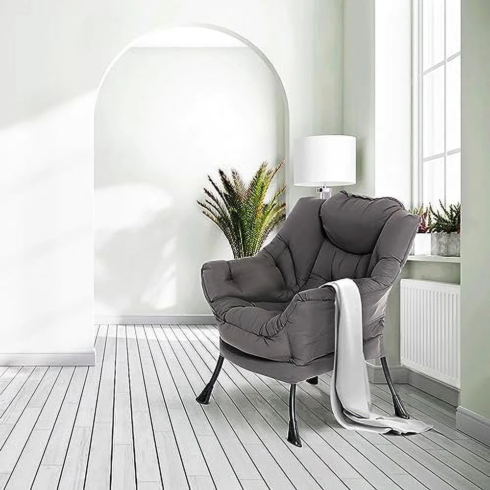 Gray Fabric High Back Lounge Chair with Armrests and Side Pocket C165598