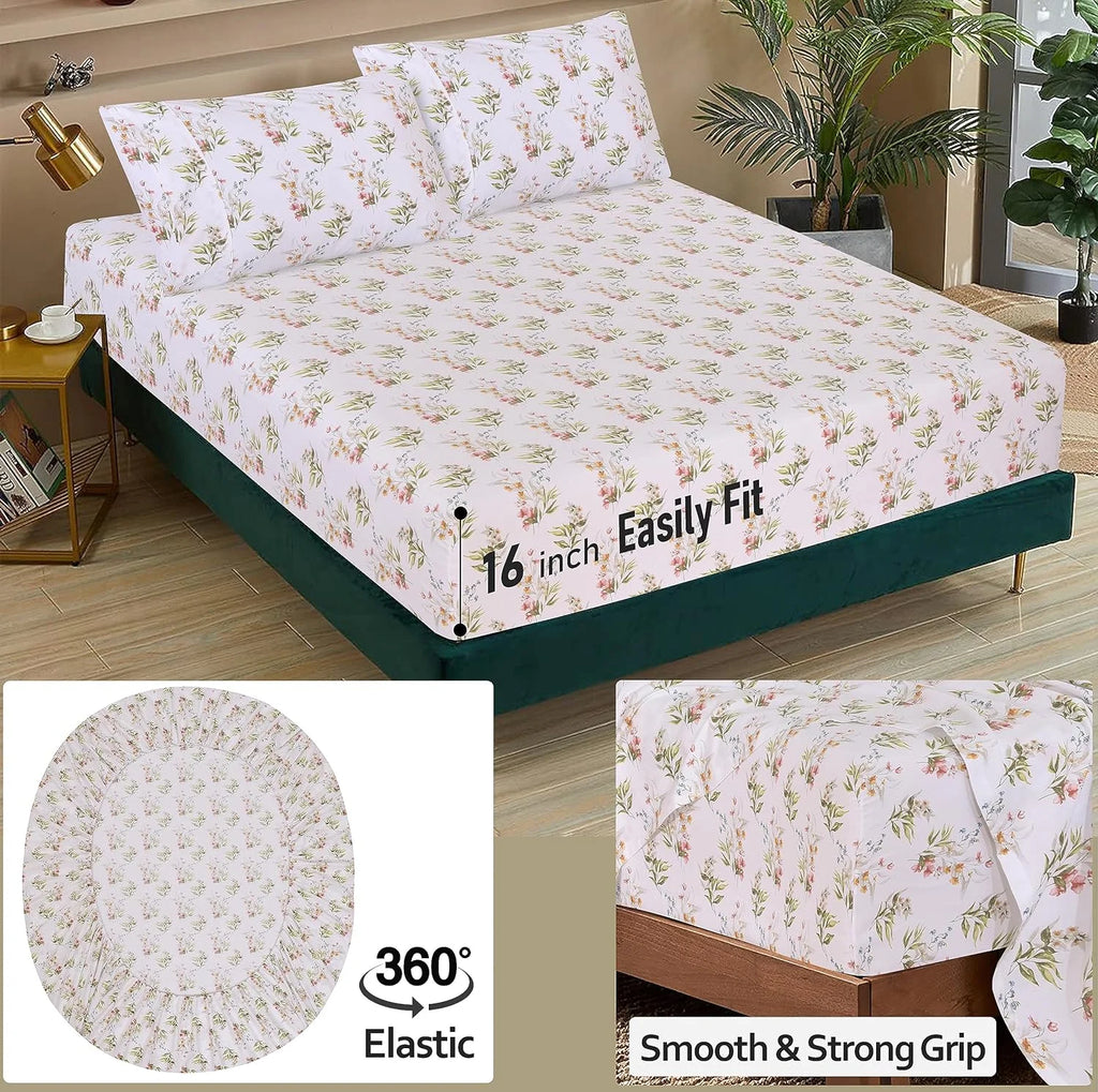 Split King 100% Cotton Percale 5-Piece Deep Pocket Sheet Set U215