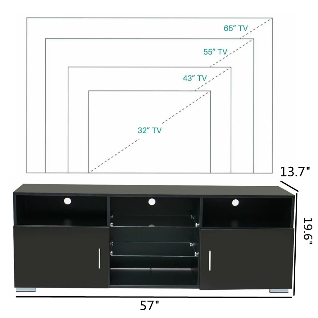 LED TV Stand with 2 Doors and Glass Shelf N5479
