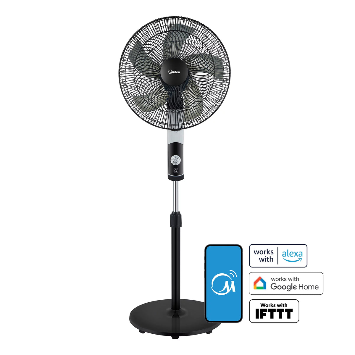 16-inch Smart Pedestal DC Fan with Wi-Fi, Black P436181