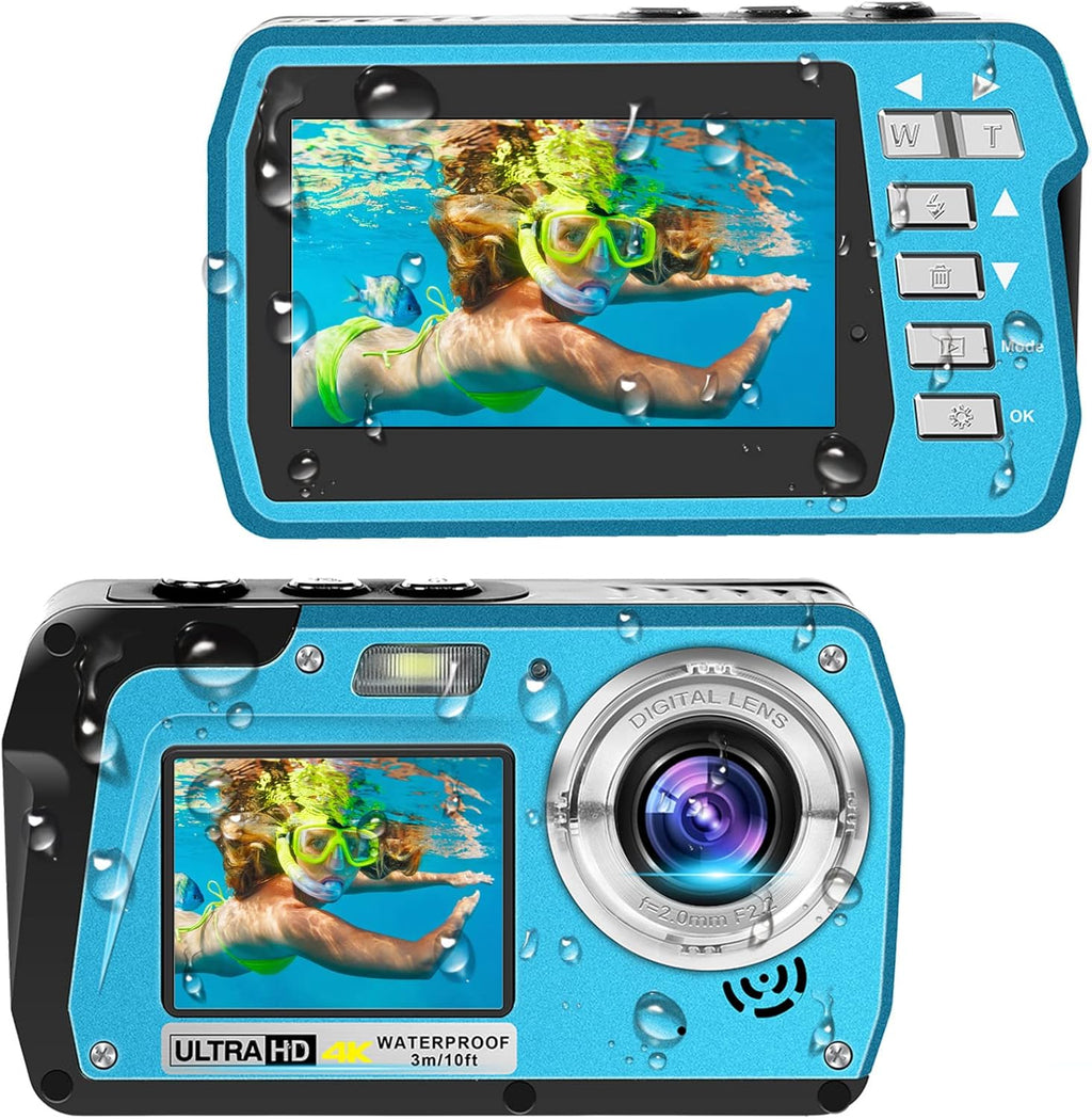 4K30FPS 56MP Dual Screens Waterproof Digital Camera, Pack of 2 I814