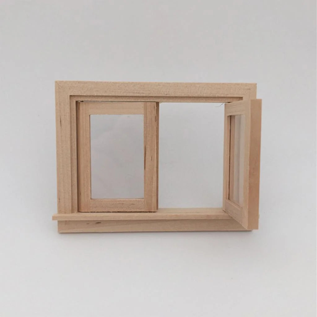 3 Pieces 1/12 Dollhouse DIY Unpainted 2-Pane Window Frame U4917