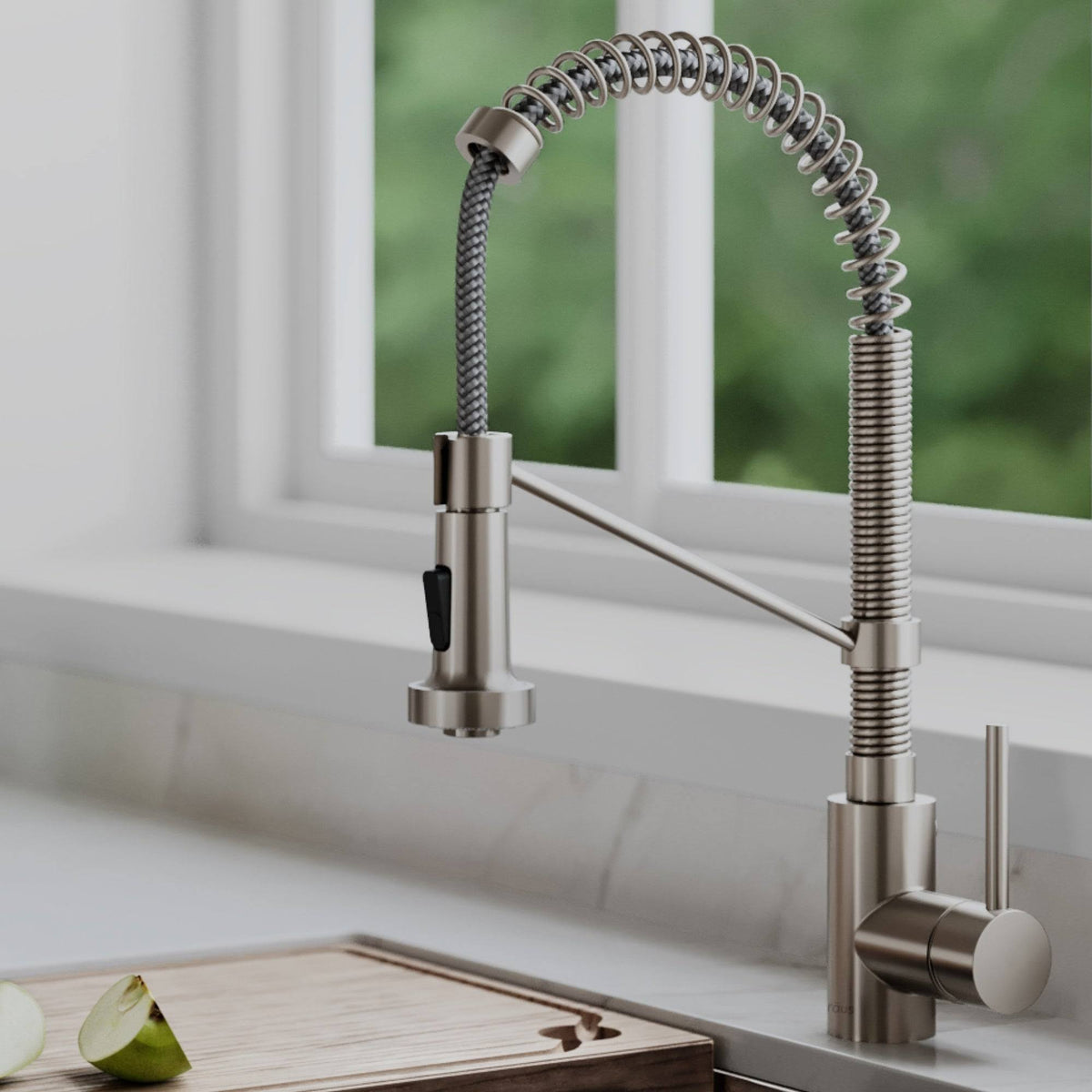 Commercial Kitchen Faucet with Soap Dispenser, Spot Free Stainless Steel S7699