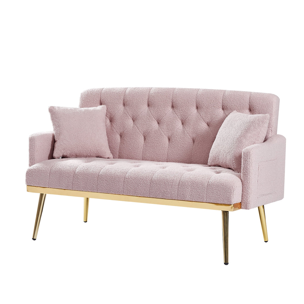 PINK TEDDY FABRIC 2 SEATER SOFA W7008