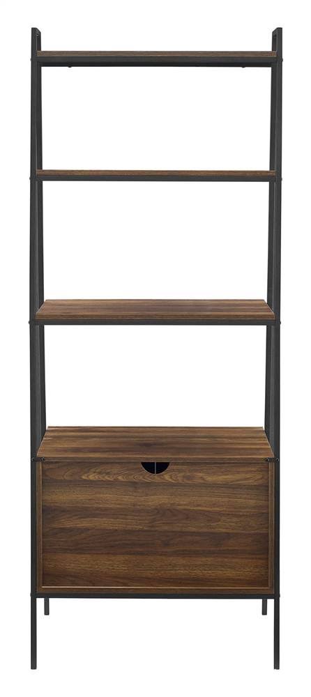 Dark Walnut Industrial Wood Ladder Bookcase C754