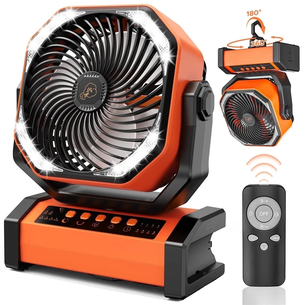 Portable Rechargeable Camping Fan with LED Light Y625183