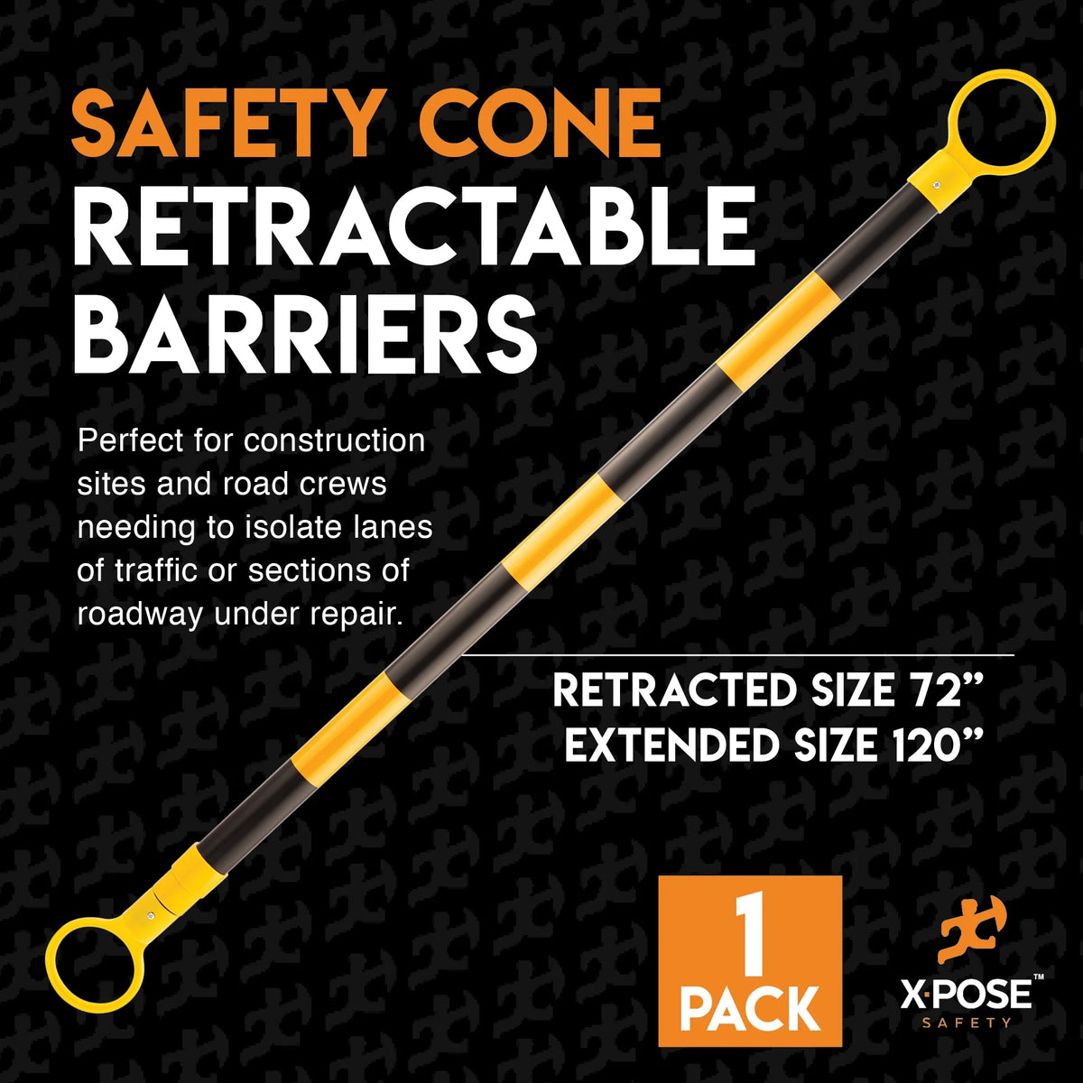 Yellow and Black Retractable Safety Barrier Barricade I3290