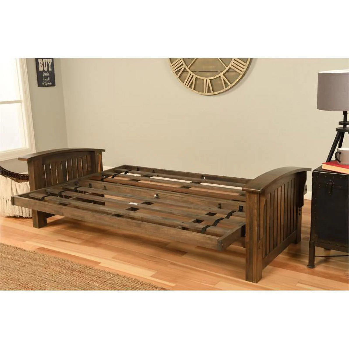 Queen Size Wood Futon with Mattress Y2871