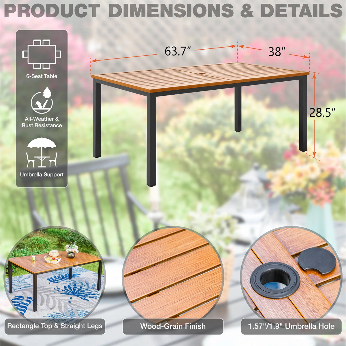 7-Piece Outdoor Dining Set with Swivel Chairs and Table U4163