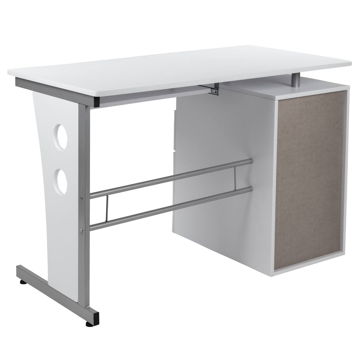 White Desk with Three Drawer and Pull-Out Keyboard Tray D245