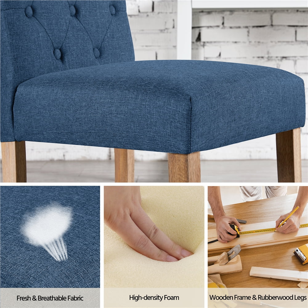 Blue Fabric Upholstered Dining Chair Set of 2 D521708