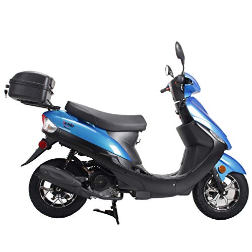 50 Gas Moped with 10" Aluminum Wheels, Rear Trunk, Electric/Kick Start, Black P288812