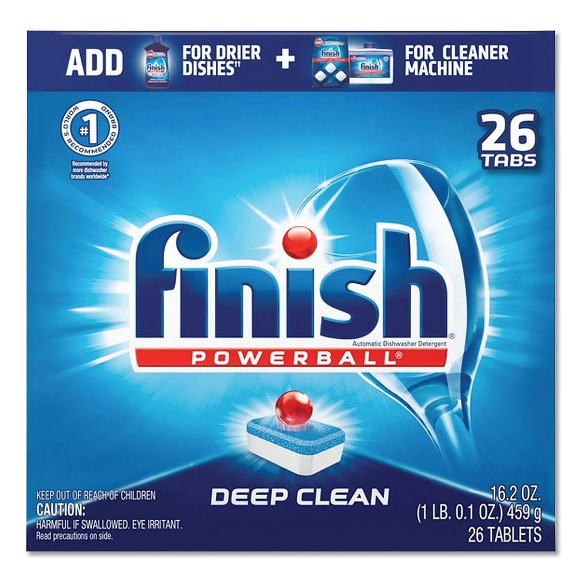 Finish Powerball Dishwasher Tabs, Fresh Scent, 26/Box, 8 Boxes/Carton W49254