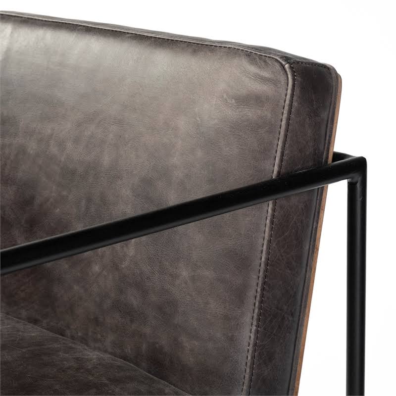 Black Leather Bar Stool V8532