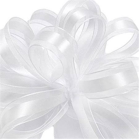 White Satin and Sheer Craft Ribbon, 1.6cm Wide by 100-Yard Spool T10074