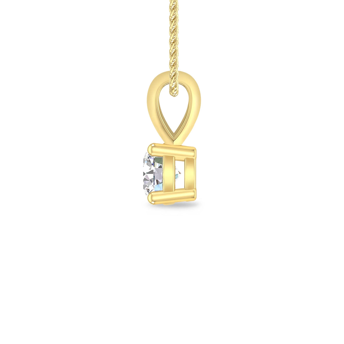 10K Yellow Gold Diamond Solitaire Pendant Necklace J16626