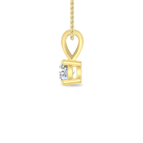 10K Yellow Gold Diamond Solitaire Pendant Necklace J16626