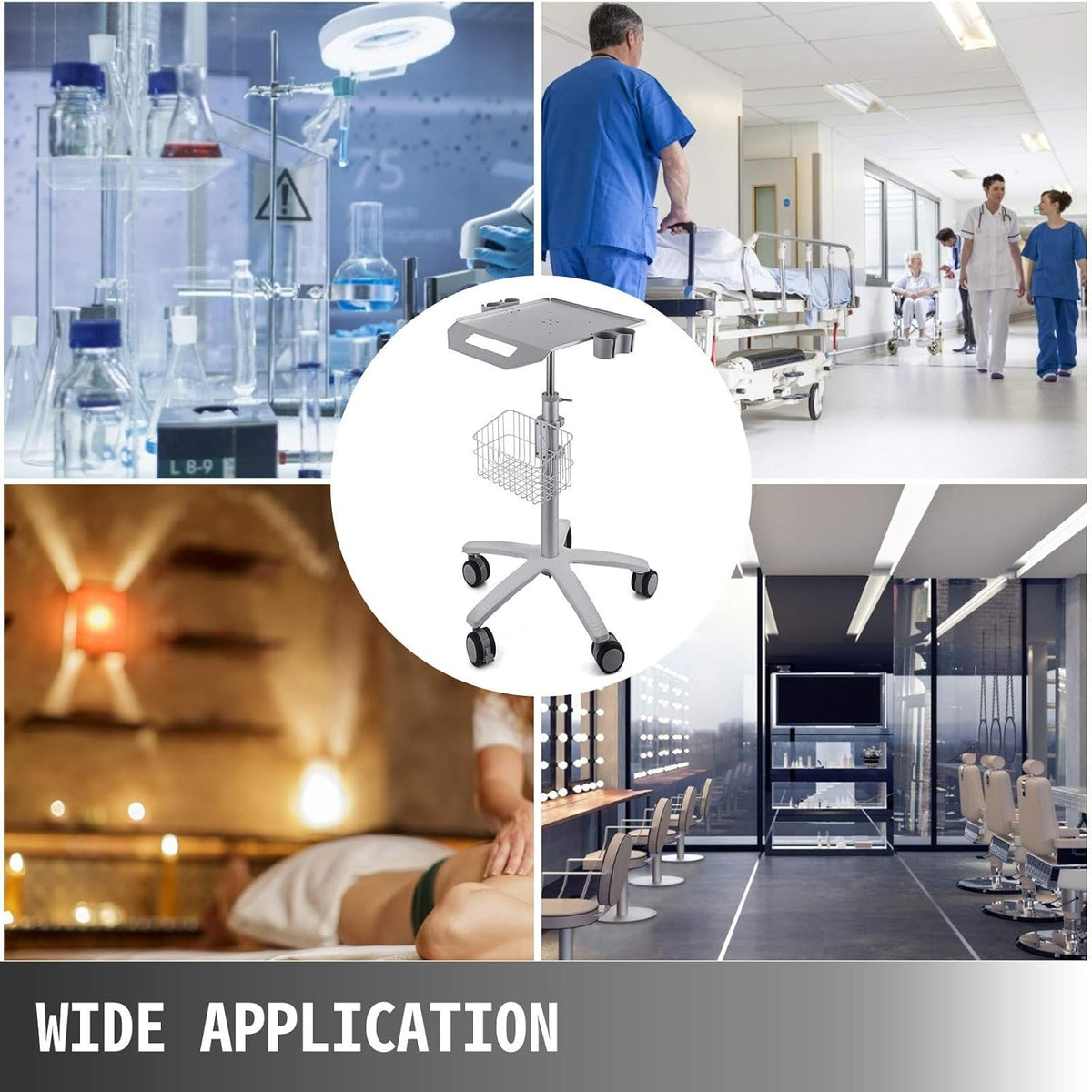 Mobile Trolley Cart Height Adjustable Rolling Desktop Cart with Large Tabletop A10348