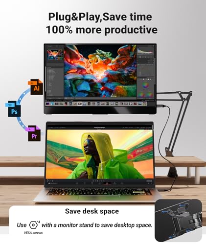 15.6 Inch FHD IPS Portable Monitor with Adjustable Stand U48451