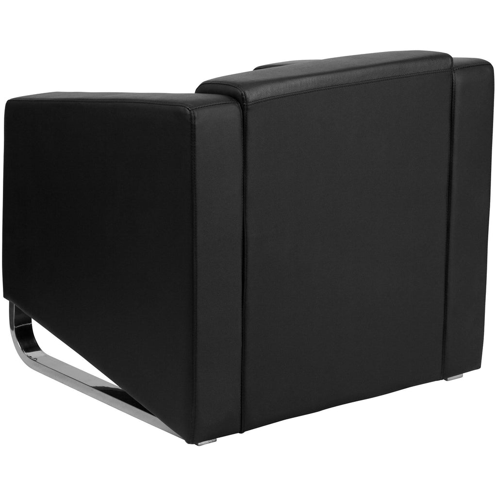 Black Leather Chair with Stainless Steel Frame Q1650