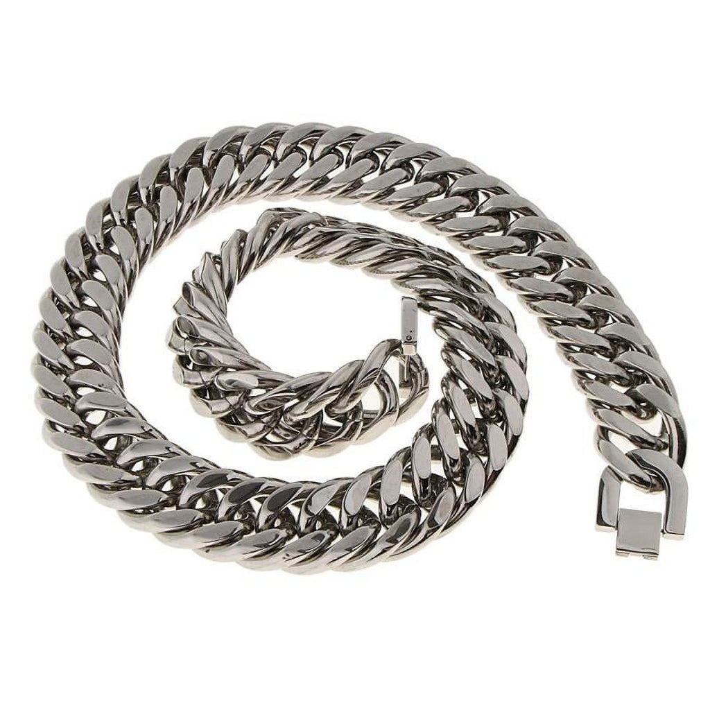 Stainless Steel Cuban Link Chain Necklace F442