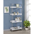 White High Gloss and Chrome 4-Shelf Bookcase D1885
