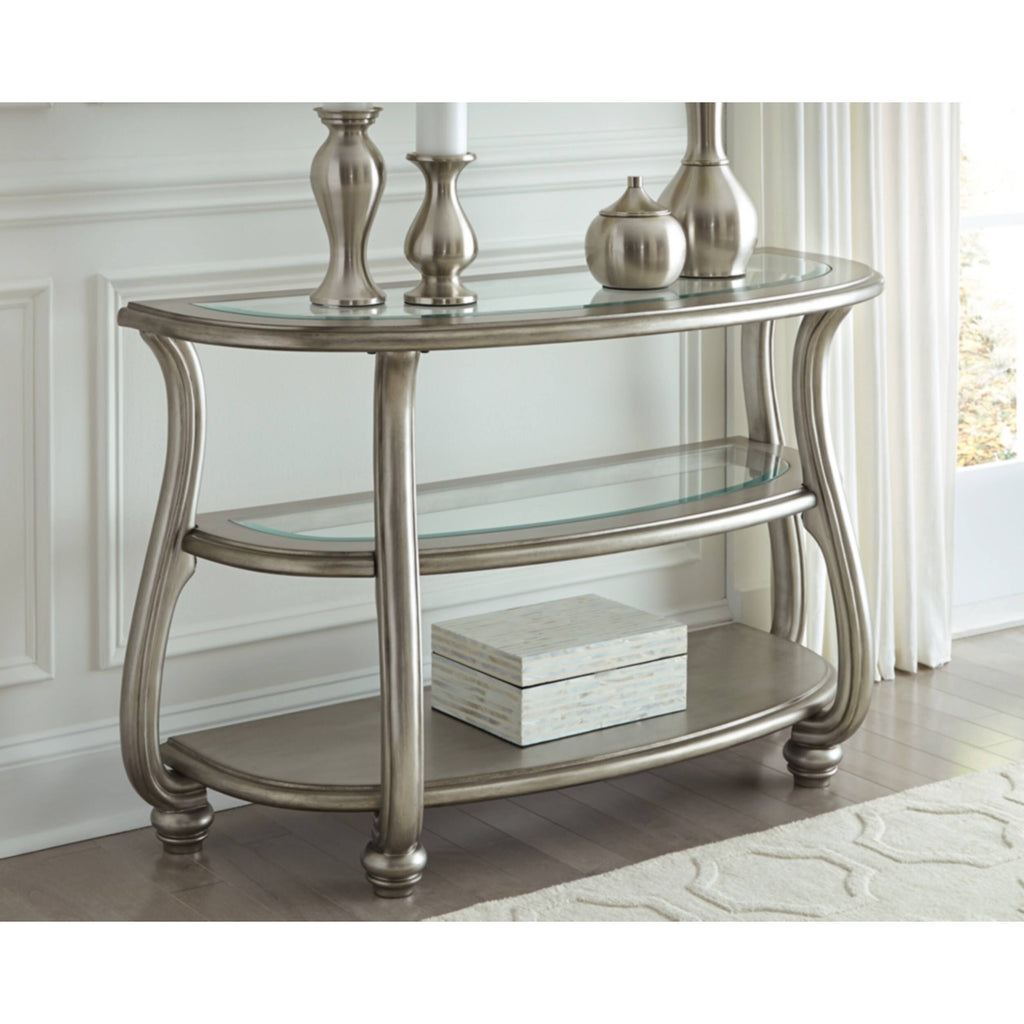 Silver Glass Accent Console Table J70518