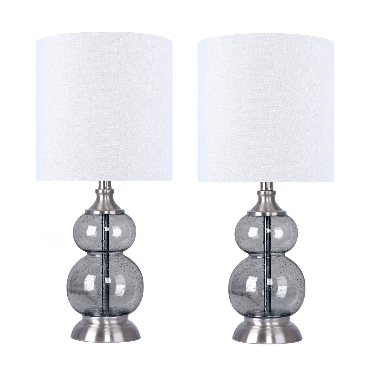 Clear Seeded Glass Accent Lamp Set of 2 G74613